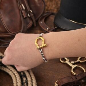 Equestrian D-Ring Bracelet Gold & Silver Mixed Metal | Preppy Old Money Horsebit